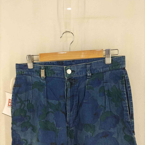 ケンゾージーンズ KENZO JEANS 90S 北斎タグ 花柄デニムハーフパンツ メンズ