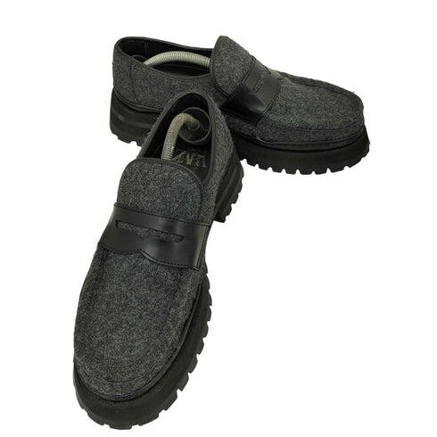 ザラ ZARA 厚底 ウール 切替 バイカラー コインローファー メンズ JPN:28.5