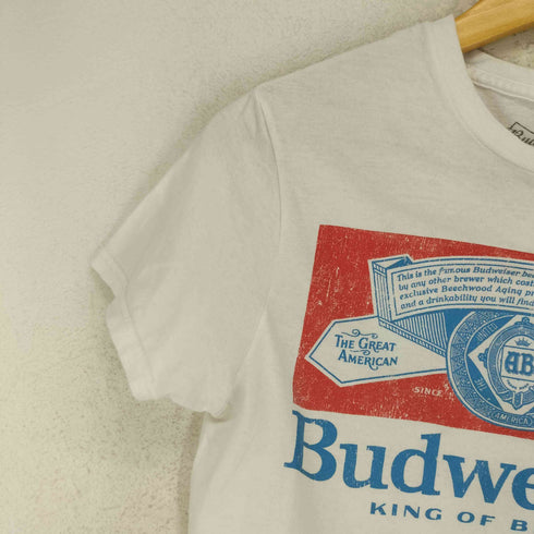 バドワイザー Budweiser ロゴプリントクルーネックカットソー レディース import:S
