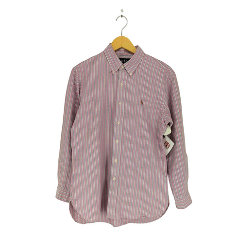 ポロラルフローレン POLO RALPH LAUREN CUSTOM FIT ポニー刺繍 ストライプボタンダウンシャツ メンズ import:L