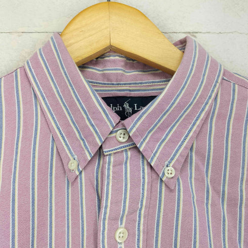 ポロラルフローレン POLO RALPH LAUREN CUSTOM FIT ポニー刺繍 ストライプボタンダウンシャツ メンズ import:L