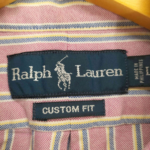 ポロラルフローレン POLO RALPH LAUREN CUSTOM FIT ポニー刺繍 ストライプボタンダウンシャツ メンズ import:L