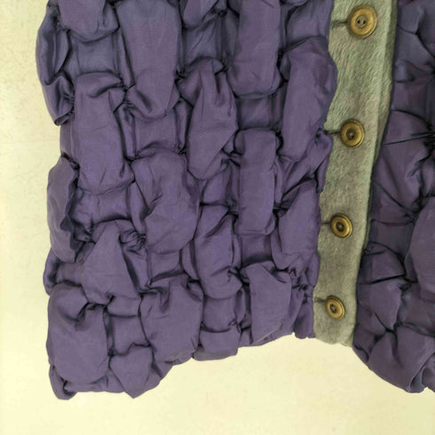 WRINQLE プリーツ加工ショールカラー中綿ジャケット レディース M-L