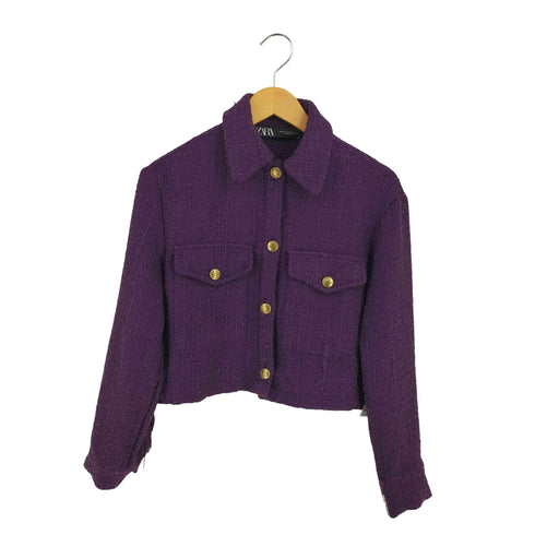 ザラ ZARA クロップドツイードジャケット レディース import:XS