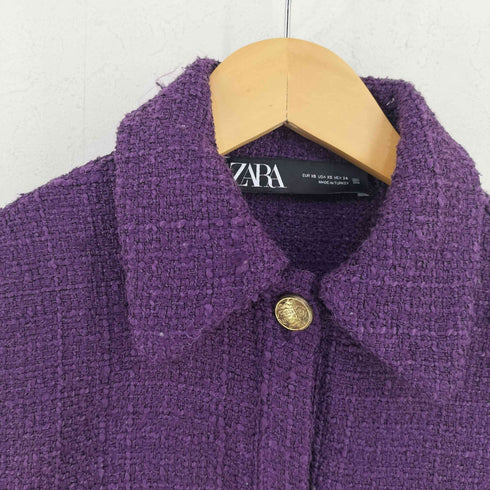 ザラ ZARA クロップドツイードジャケット レディース import:XS