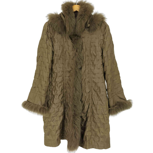 BUGARRI フォックスファー リバーシブル フード付きコート レディース FREE