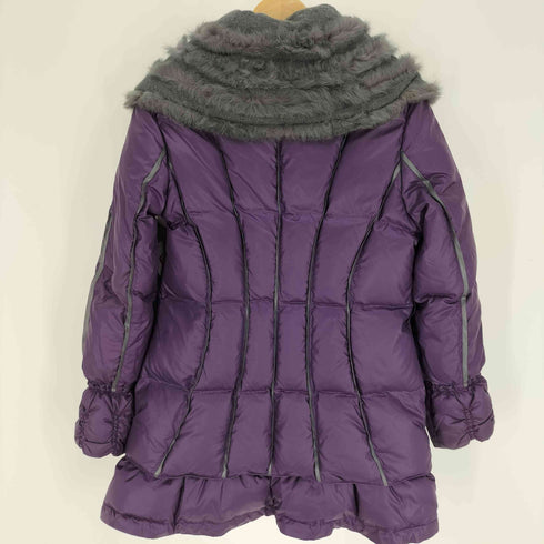 イタリヤ 伊太利屋 ラビットファー モヘア 裏地レオパード 切替 セミロング ダウン コート レディース JPN:9号