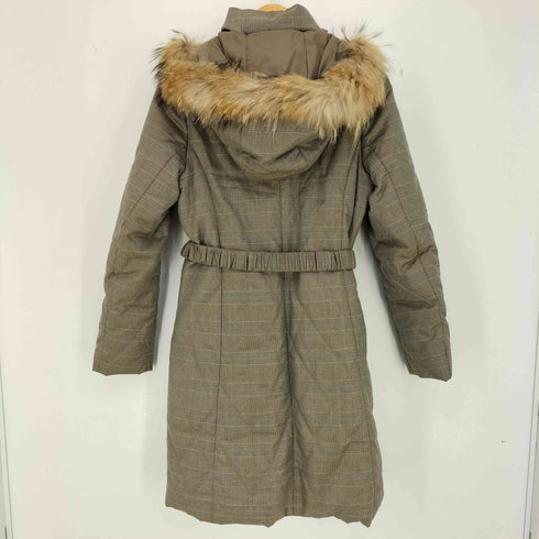 スキャパ SCAPA チェック ラクーンファー ダブルジップ フード付き ダウンコート レディース EUR:40