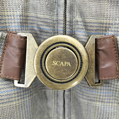 スキャパ SCAPA チェック ラクーンファー ダブルジップ フード付き ダウンコート レディース EUR:40