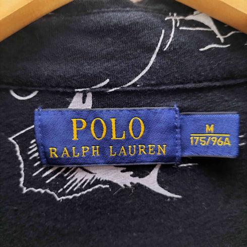 ポロラルフローレン POLO RALPH LAUREN 魚 カジキ フィッシュ 総柄 S/S ポロシャツ メンズ import:M