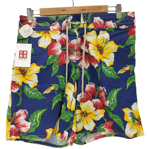 ポロバイラルフローレン Polo by RALPH LAUREN 90S 三角タグ 内側メッシュ 花 ハイビスカス 総柄 アロハ スイム ショーツ ハーフ パンツ メンズ US:30-31
