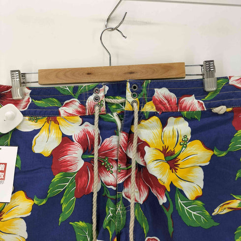 ポロバイラルフローレン Polo by RALPH LAUREN 90S 三角タグ 内側メッシュ 花 ハイビスカス 総柄 アロハ スイム ショーツ ハーフ パンツ メンズ US:30-31