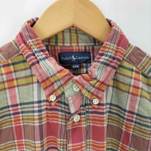 ラルフローレン RALPH LAUREN 90-00S ポニー刺繍 S/S マドラスチェック ボタンダウン シャツ メンズ 170