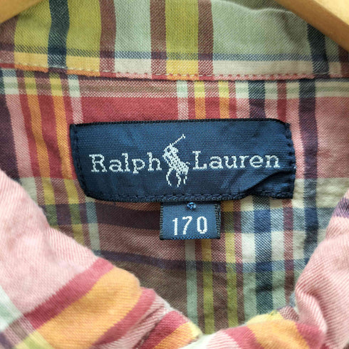ラルフローレン RALPH LAUREN 90-00S ポニー刺繍 S/S マドラスチェック ボタンダウン シャツ メンズ 170