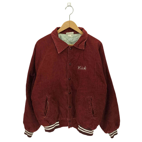 ハートウェル HARTWELL 80s USA製 裏キルティング 両面 企業ロゴ刺繍 コーデュロイ スタジャン メンズ