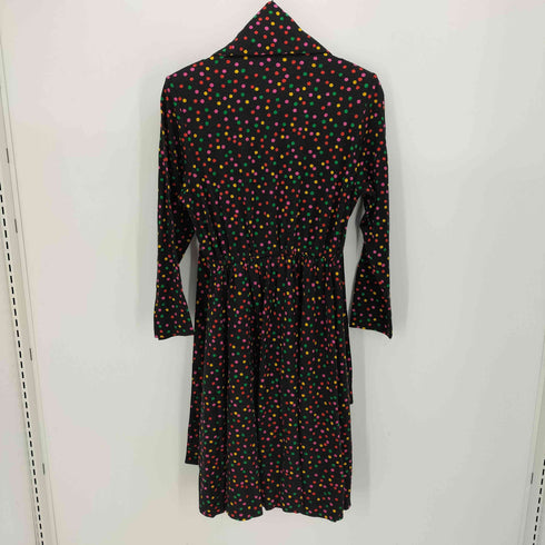 イヴサンローラン Yves Saint Laurent ウエストギャザー ドット柄 ウール ニット ワンピース レディース import:M