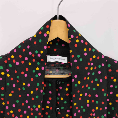 イヴサンローラン Yves Saint Laurent ウエストギャザー ドット柄 ウール ニット ワンピース レディース import:M
