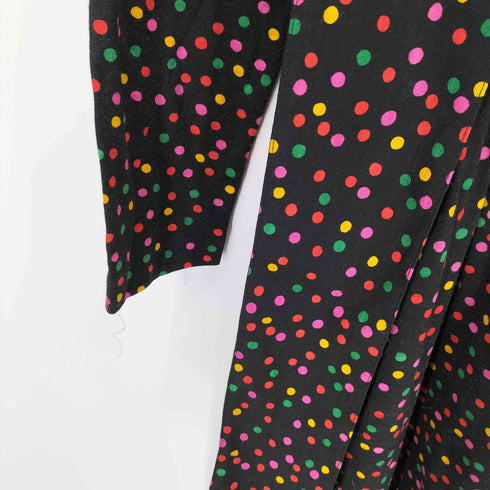 イヴサンローラン Yves Saint Laurent ウエストギャザー ドット柄 ウール ニット ワンピース レディース import:M