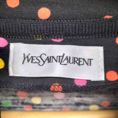 イヴサンローラン Yves Saint Laurent ウエストギャザー ドット柄 ウール ニット ワンピース レディース import:M