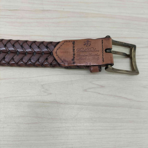 ブルックスブラザーズ BROOKS BROTHERS Made in Italy Genuine Leather Braided Belt イタリア製 本革 レザー イントレチャート 編み込み メッシュ ベルト メンズ 34