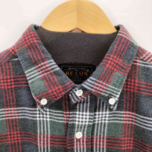 ビームスプラス BEAMS+ コットンネルチェックプリントボタンダウンシャツ メンズ JPN:M