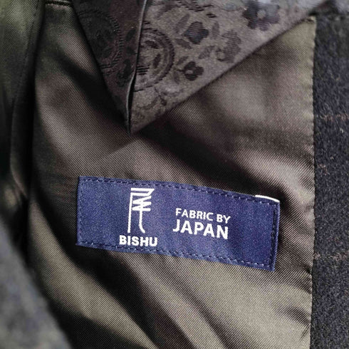 BISHU ウール混チェックコート メンズ