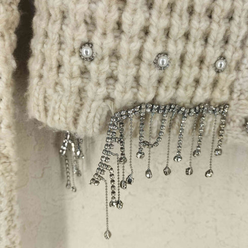 ザラ ZARA ビーズ付きニットカーディガン レディース import:S