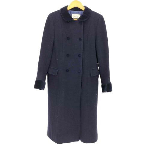 スキャパ SCAPA ベロア切替 ダブルボタン ロングコート レディース import:L