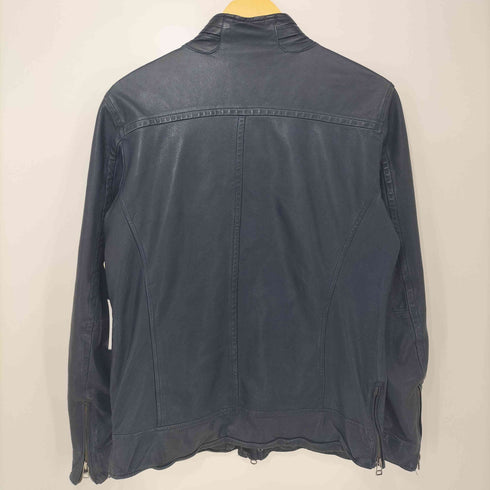 モルガンオム MORGAN HOMME ネイビーシープレザーシングルライダースジャケット メンズ import:L
