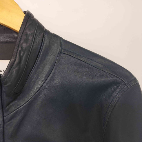 モルガンオム MORGAN HOMME ネイビーシープレザーシングルライダースジャケット メンズ import:L