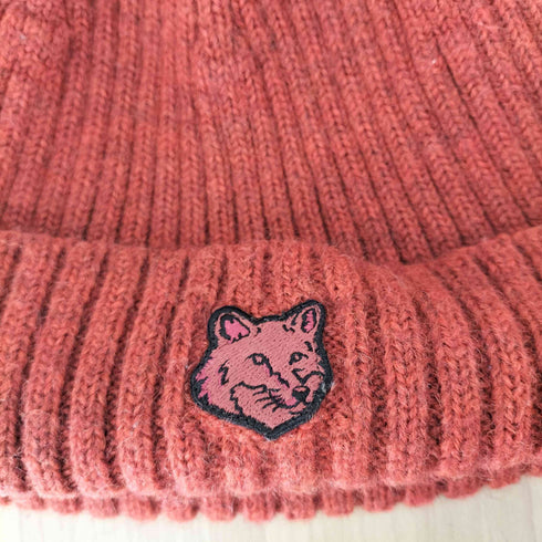 メゾンキツネ MAISON KITSUNE FOX HEAD PATCH RIBBED BEANIE メンズ