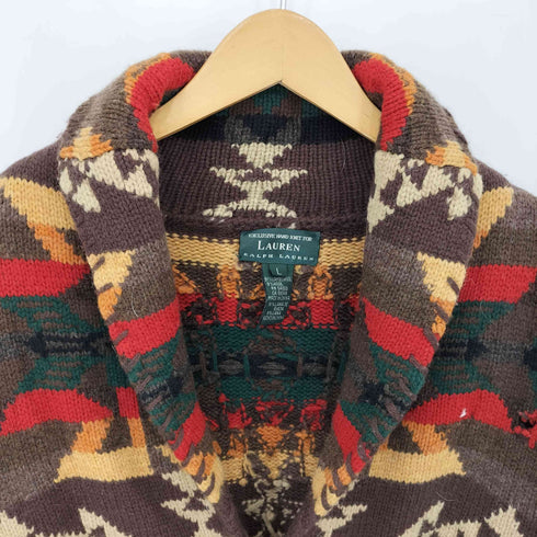 ローレンラルフローレン LAUREN RALPH LAUREN 90s ネイティヴ ハンドニット カーディガン ガウン メンズ import:L