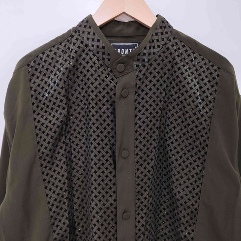 PRONTI スタンドカラー 総柄 シャツ メンズ import:XL