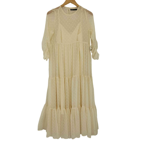 ザラ ZARA スイスドットミディワンピ レディース import:S