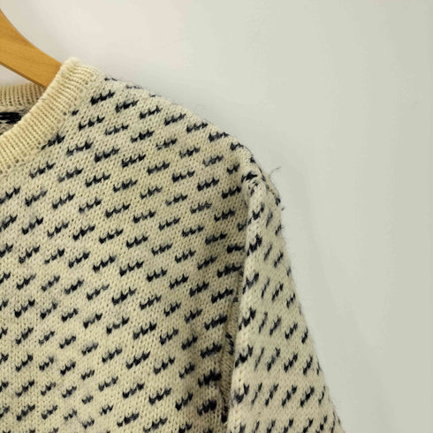 アランクラフト aran crafts アイルランド製 PURE NEW WOOL 総柄 バーズアイ ニット セーター メンズ import:M