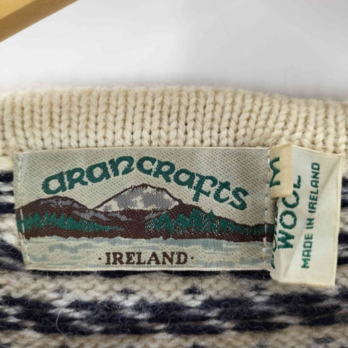 アランクラフト aran crafts アイルランド製 PURE NEW WOOL 総柄 バーズアイ ニット セーター メンズ import:M