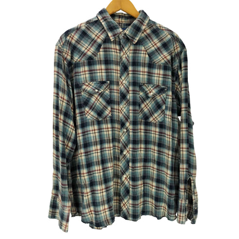 ラングラー Wrangler 90S WESTERN SHIRTS マドラスチェック スナップボタン ウエスタン シャツ メンズ import:XL