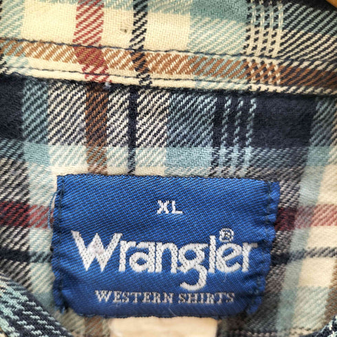 ラングラー Wrangler 90S WESTERN SHIRTS マドラスチェック スナップボタン ウエスタン シャツ メンズ import:XL