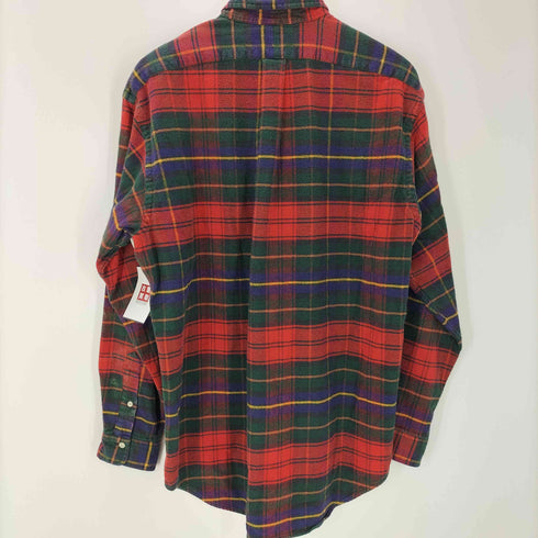 ラルフローレン RALPH LAUREN 90S 外付けタグ ポニー 刺繍 マルチカラー ボタンダウン L/S チェック フランネル シャツ メンズ import:M