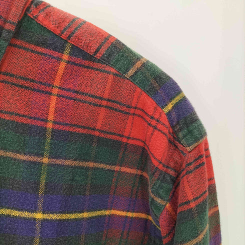 ラルフローレン RALPH LAUREN 90S 外付けタグ ポニー 刺繍 マルチカラー ボタンダウン L/S チェック フランネル シャツ メンズ import:M