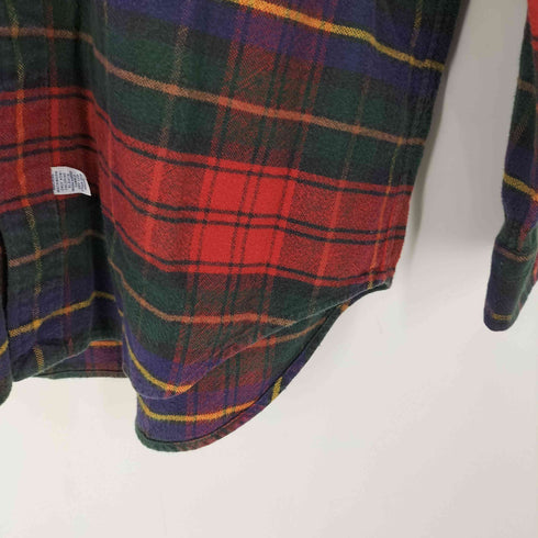 ラルフローレン RALPH LAUREN 90S 外付けタグ ポニー 刺繍 マルチカラー ボタンダウン L/S チェック フランネル シャツ メンズ import:M