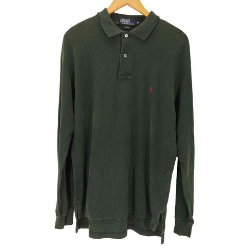 ポロバイラルフローレン Polo by RALPH LAUREN ポニー 刺繍 裾スリット 鹿の子 L/S ポロ シャツ メンズ import:M