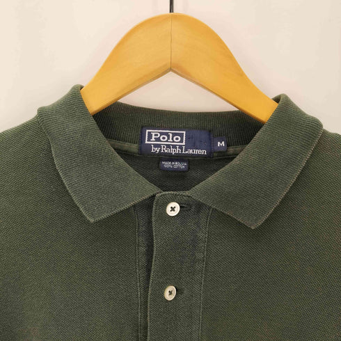 ポロバイラルフローレン Polo by RALPH LAUREN ポニー 刺繍 裾スリット 鹿の子 L/S ポロ シャツ メンズ import:M