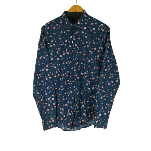 ザラ ZARA SLIM FIT 総柄 L/S BDシャツ メンズ