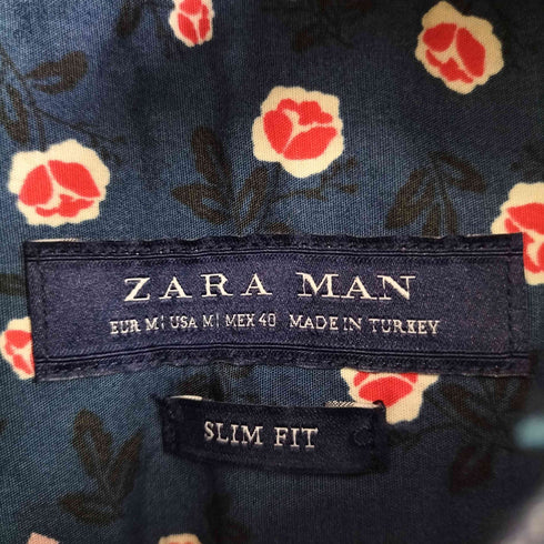 ザラ ZARA SLIM FIT 総柄 L/S BDシャツ メンズ