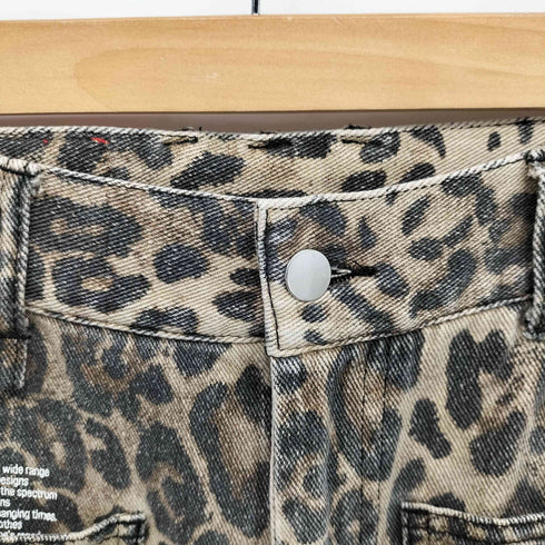 BEEDEN LEOPARD PRINT WIDE STRAIGHT PANTS レオパードプリント ワイド ストレート パンツ レディース S