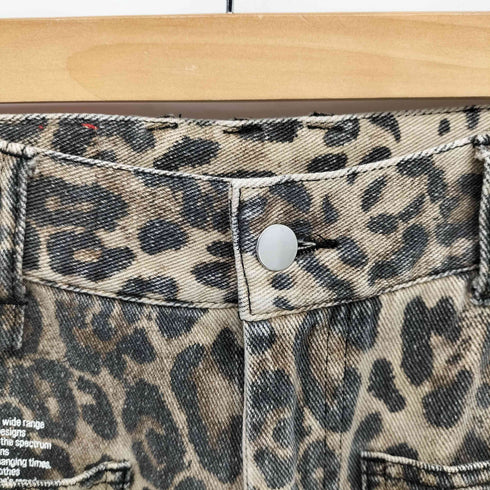 BEEDEN LEOPARD PRINT WIDE STRAIGHT PANTS レオパードプリント ワイド ストレート パンツ レディース S