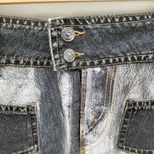 ディーゼル DIESEL 23AW O-YIN-DEN トロンプルイユ デニム 転写 スカート レディース EUR:38