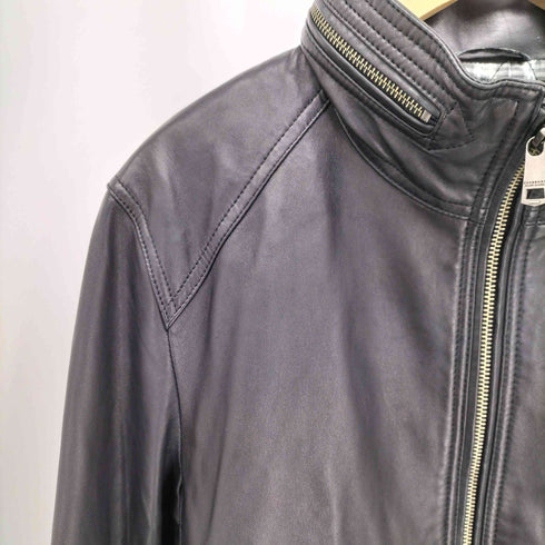 バーバリーブラックレーベル BURBERRY BLACK LABEL 裏地キルティング ラムレザー スタンドカラー ジャケット メンズ import:L