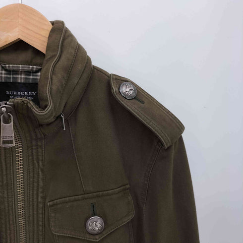 バーバリーブラックレーベル BURBERRY BLACK LABEL パッカブルフード ダブルジップ スタンドカラー ミリタリー ジャケット メンズ import:M